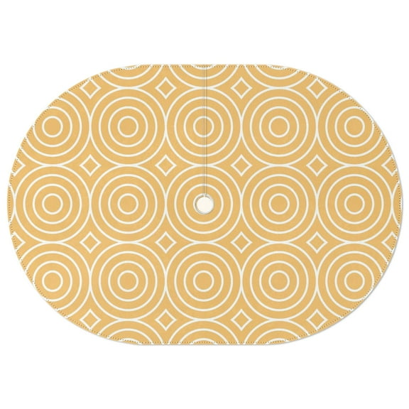 Outdoor Oval Waterproof Yellow Geometry Tablecloth with Umbrella Hole and Zipper,Reusable Indoor/Outdoor Durable Table Cover for Patio, Party, Picnic 60 X 84 Inch