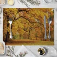 thumbnail image 3 of 2024 Placemat Yellow Forest in Autumn Pattern Linen Fabric Table Mats Family Dinner Tableware Kitchen Table Mat, 3 of 7