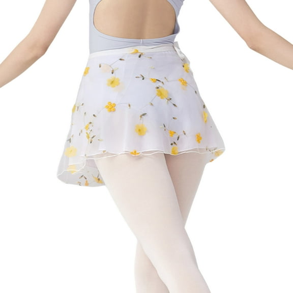 Women Chiffon Ballet Wrap Skirt Adult Lady Ballet Leotard Tutus Skirt Dance Skating Over Scarf Sheer Dance Wrap Skirt