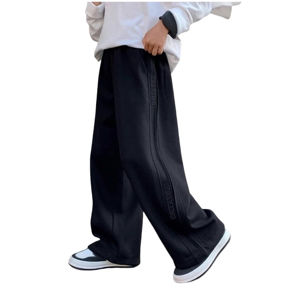 Boys Athletic Pants Joggers Boys Wide Leg Sweatpants, Elastic Waist Soft Casual Pants for Kids School Daily Wear