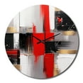 thumbnail image 2 of Designart "Cubic Abstract in Red and Gold I" Cubism Oversized Wall Clock, 2 of 6