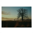 thumbnail image 2 of Tree Cutting Board, Oak Tree Distant Hills at Sunrise Rural Landscape Autumn Sun Rays Grass Nature Theme, Decorative Tempered Glass Cutting and Serving Board, Large Size, Brown Blue, by Ambesonne, 2 of 5