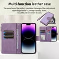 thumbnail image 2 of ELEHOLD Wallet Case for iPhone 14 Pro 6.1",Premium Leather Argyle Pattern 9 Card Slots Zipper Pocket Kickstand Crossbody Shoulder Strap Wriststrap Luxury Purse Case for iPhone 14 Pro,Purple, 2 of 8