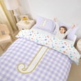 thumbnail image 2 of Castle Fairy Lattice Gold Letter J Queen Duvet Cover Set for Girls,Geometric Checkered Bedding,3 Pieces,No Comforter, 2 of 6