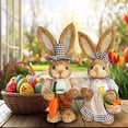 thumbnail image 5 of Handcrafted Easter Bunny Couple Figurine Home Decor, Standing Straw Rabbit Statues for Tabletop, Living Room, Garden & Spring Easter Holiday Gift Decoration, 5 of 5
