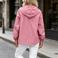 thumbnail image 5 of hlysgo Women's Hooded Zip Up Short Jacket Long Sleeve Elastic Cuff Casual Coat Lightweight Outerwear Fall Vacation with Pocket Pink,S, 5 of 5