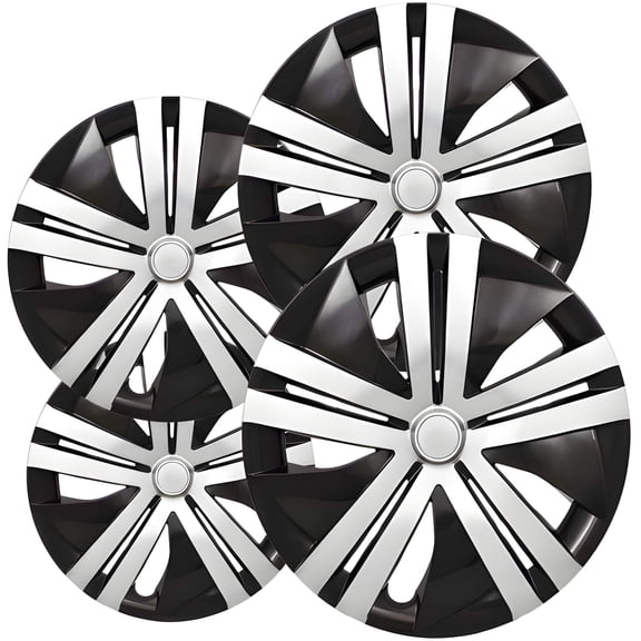 Fuel Rider Set of 4 16 inch Silver & Black Snap-On Hubcaps with 10 Spoke Compatible with 2018-2025 Nissan Leaf S Standard Steel Wheel Covers