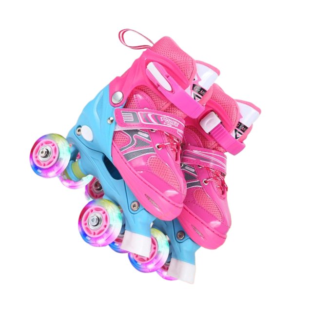 fastboy Patins à Roulettes Réglables en Taille 2pieces Filles Enfants Sûrs et Confortables style Paillettes Rose Intégral