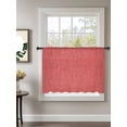 thumbnail image 2 of Sheer Curtains 54 Inch Length, Vintage Coral Red Semi Sheer Curtains Light Filtering Window Treatment, Farmhouse Retro Solid Color Linen Texture Privacy Voile Drapes for Living Room 52x54 Inch, 2 of 7