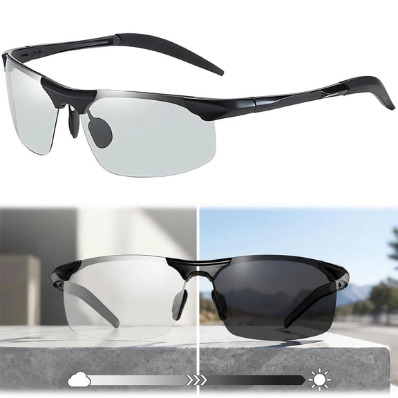 New-Photochromic Sunglasses with Anti-glare Polarized Lens, Photochromic Sunglasses, UV400 Auto-Darkening Transition Tint Glasses