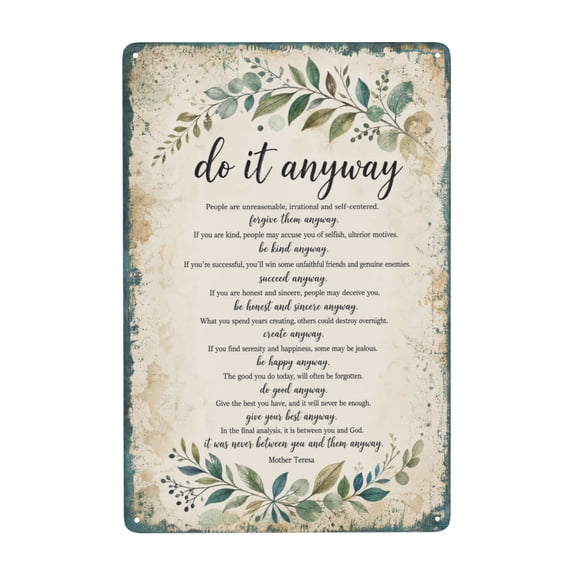 Inspirational Do It Anyway Poem Metal Tin Sign For Office And Bedroom Wall Decor 8x12 Inch