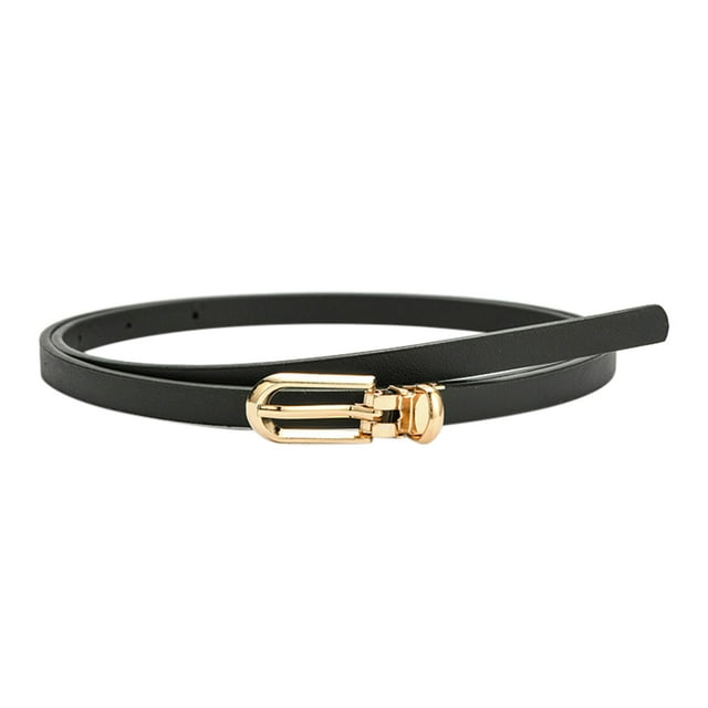 Pavied Ceintures pour Femmes Ceinture Cloutée Dames Mode Simple Robe Décorative Pull avec Ceinture Chemise Boucle à Ardillon Polyvalente Ceinture Fine en PU Larges Ceintures Soldes Noir Taille Unique