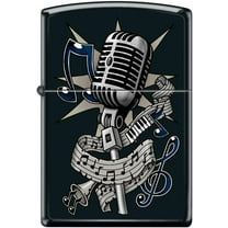 Zippo Lighter- Tattoo Microphone Music Black Matte Windproof Lighter #Z5118