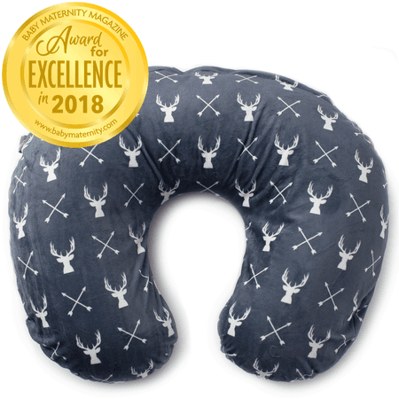Kids N' Such Minky Nursing Pillow Cover - Best for Breastfeeding Moms - Soft Fabric Fits Snug On Infant Nursing Pillows to Aid Mothers While Breast Feeding - Nursing Pillow Slipcover - Stag