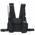 thumbnail image 1 of Arnés de pecho, bolsa de equipo, chaleco de calle, soporte para radio walkie-talkie, bolsillo en el pecho para rescate al aire libre, seguridad pública, color negro, 1 of 12