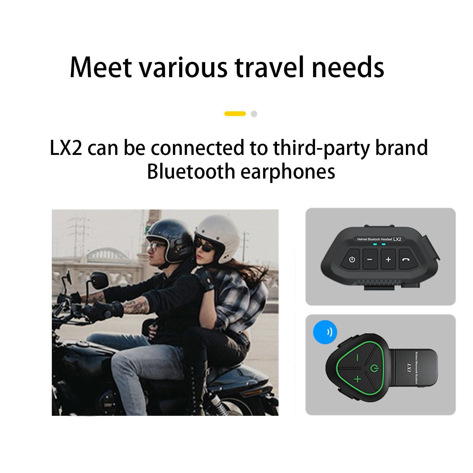 Giunmcul Motorcycle Helmet Bluetooth Headset Bluetooth 5.0 Wireless Intercom Speaker Noise Reduction Auto Answer Long Battery Life Type C Charging IPX6 1 Set