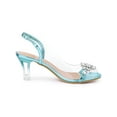 thumbnail image 4 of BLISSFUL STEP Women's Flower Rhinestone Slingback Clear Mid Heel Slip On Sandals Lake Blue 6.5, 4 of 8