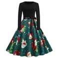 thumbnail image 2 of Fridja Robe Vintage Rockabilly Patchwork pour Femmes Robe de Fête de Noël avec Nœud, 2 of 8