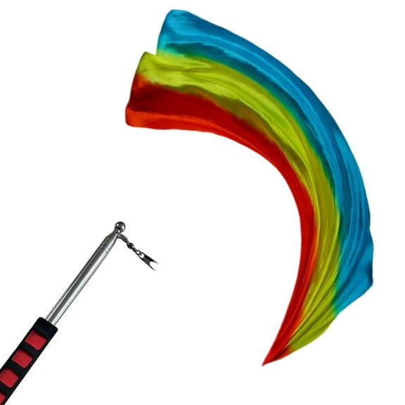 Women Belly Dance Silk Veil Poi Streamers Throw Poi Scarf Silk Veils with Poi Chain Balls Stage Performances Props