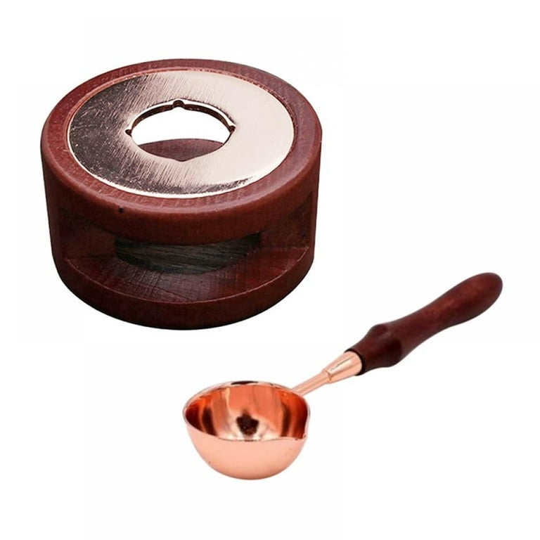 Wax Seal Kit - Retro Wood Wax Seal Warmer Sealing Wax Furnace Tool, Wax Seal Stamp Wax Seal Stamp Wax Seal Furnace with Melting Spoon Holder for