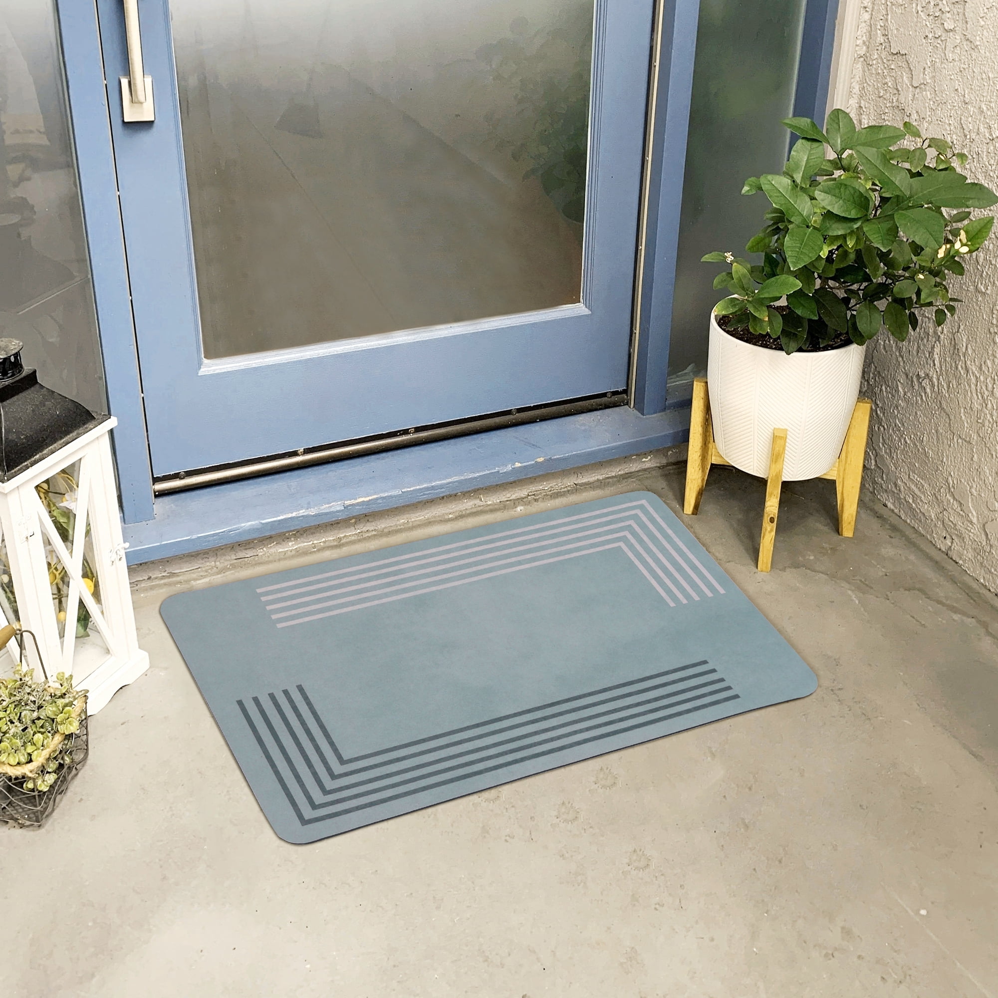 Unique Bargains Doormat Resistant Washable Front Door Shoe Mat for Indoor and Outdoor Geometry-1 18"x28"