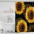 thumbnail image 2 of Shower Curtain Bathroom Set Rustic Watercolor Sunflower on Black Waterproof Fabric Shower Curtains with Grommets&Hooks, Farmhouse Floral Art Privacy Bath Curtain for Bathtub 60x72in, 2 of 9