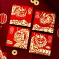 thumbnail image 1 of Bolsa de sobre roja con diseño de dragón de dibujos animados, personalizada, creativa, para regalo de Año Nuevo, dorada, 1 of 1