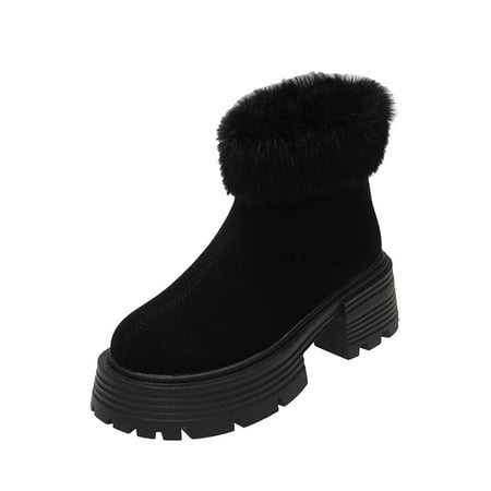 

Qufokar Flip Flops Women Size 6 Woman Fashion Women Snow Boots Autumn And Winter Solid Color Simple Warm Thick Soles Outdoor With Cotton Round Toe Square Heel