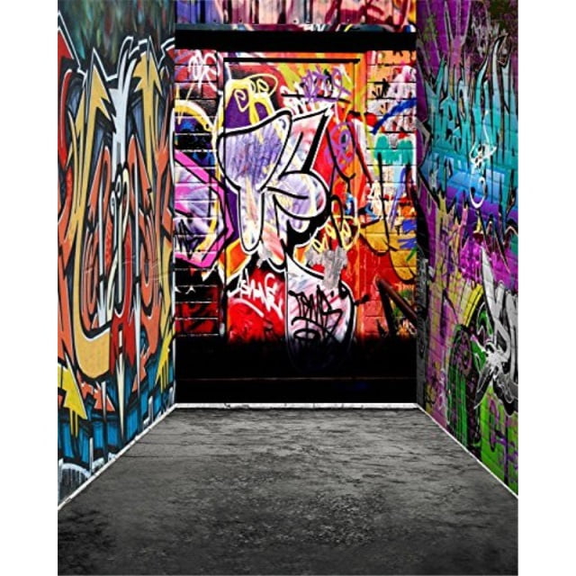 aofoto 8x10ft graffiti wall photography background grunge colorful