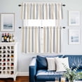 thumbnail image 2 of Beige Grey Striped Kitchen Curtains Sets for Windows 24 Inch Length, Minimalist Farmhouse Stripe Rod Pocket Window Treatments Tier Curtains and Valances Set for Bedroom/Bathroom, 2 of 8