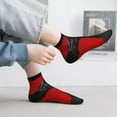 thumbnail image 5 of Bingfone Black Dog Red Background Design Patterned Men's Women's Casual Cotton Socks, 5 of 5
