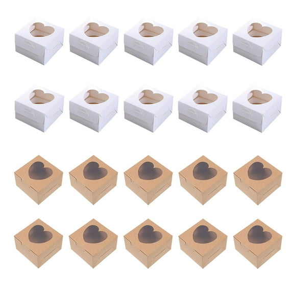 20Pcs Cake Boxes with Heart-shaped Window Cake Wrapping Boxes Cake Packaging Boxes