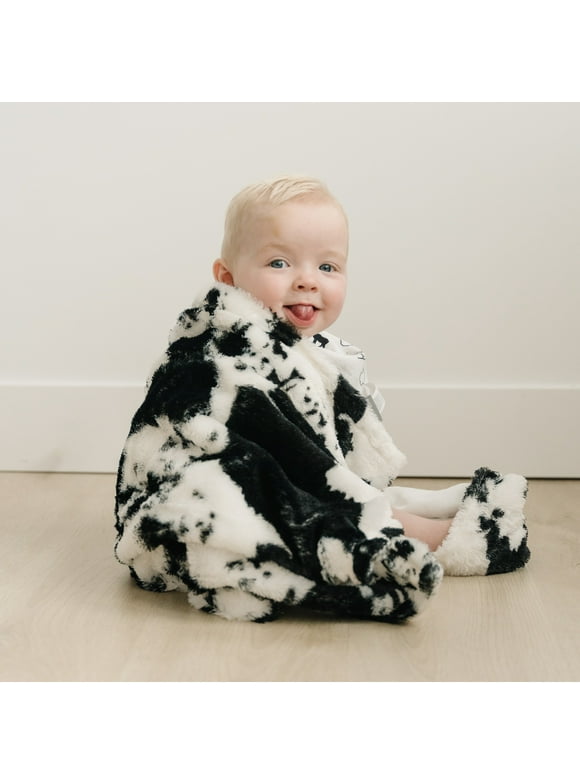Trend Lab Cow Print Plush Black Polyester Baby Blanket