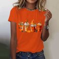thumbnail image 2 of Halloween Shirts for Women T-Shirt for Casual Wear with Short Round Neck Pumpkin Print Loose Top in Stylish Everyday Wardrobe Orange L, 2 of 5