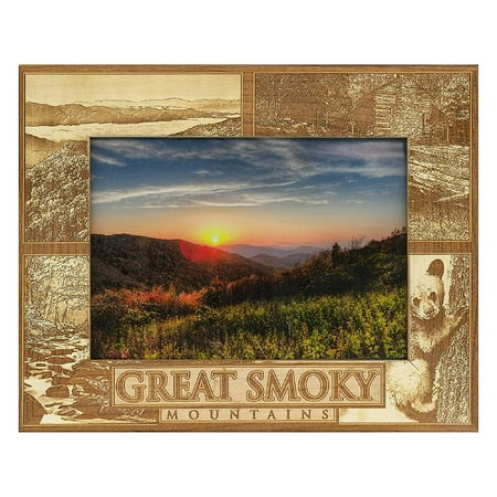 Great Smoky Mountains Laser Engraved Wood Picture Frame (5 x (Best All Mountain Frame)