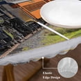 thumbnail image 3 of Steam Train Round Tablecloth, Fitted Table Cover with Elastic for 45"-54" Round Tables, Railroad Country Barn Rustic Trees Farmhouse Table Cloth Outdoor Indoor Dinning Party Waterproof Tablecloths, 3 of 7