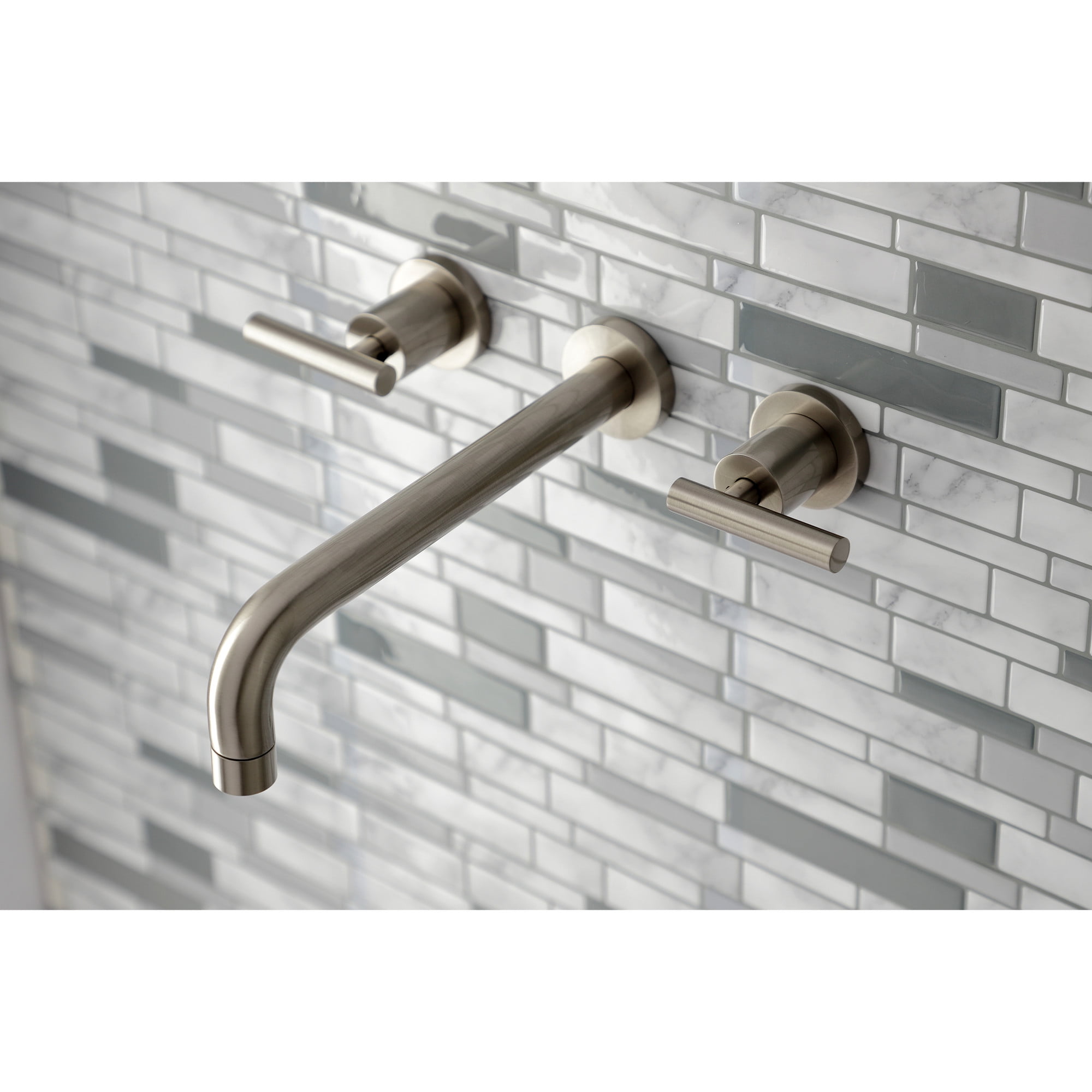 Kingston Brass KS8028CML Manhattan Two-Handle Wall Mount Roman Tub Faucet, Brushed Nickel
