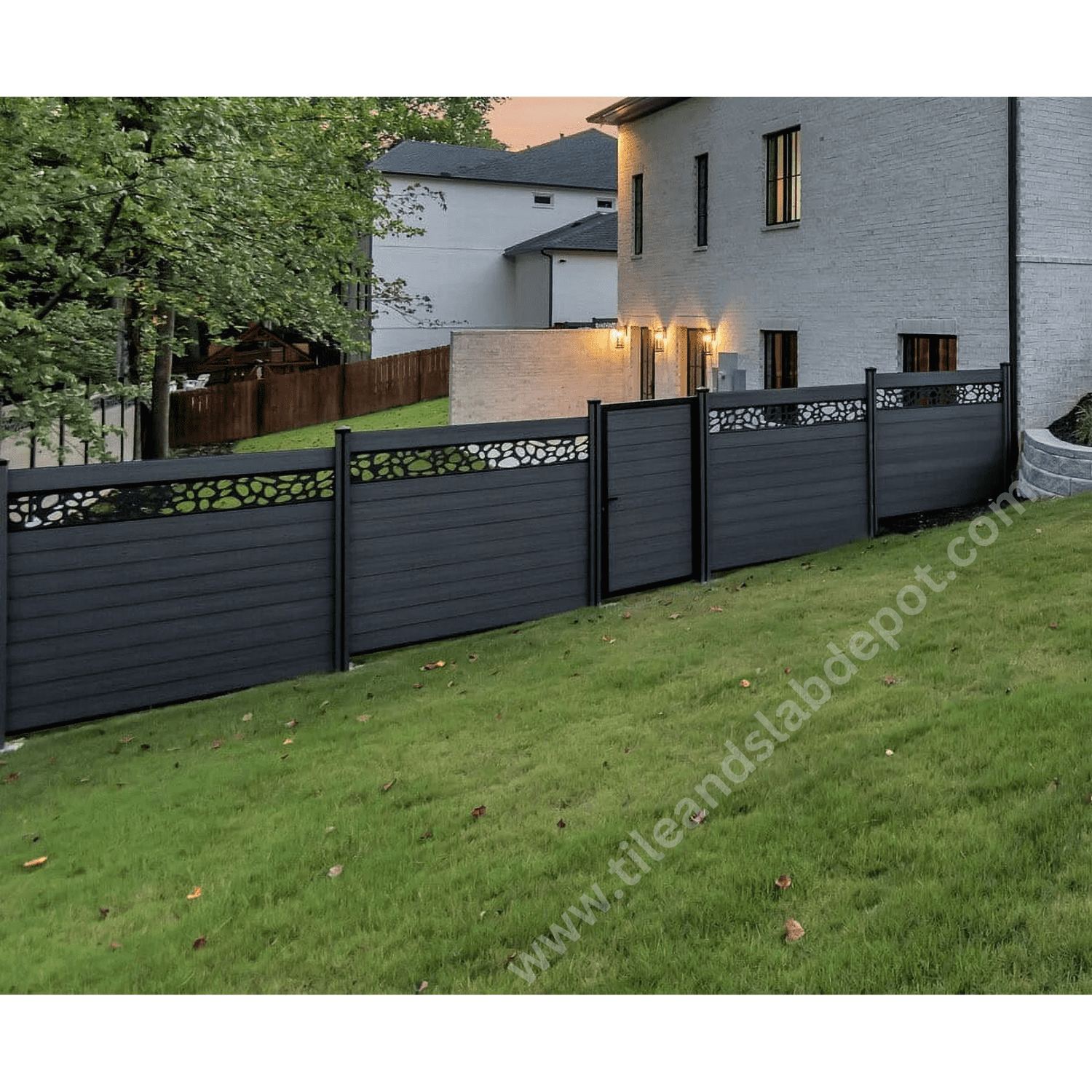 Estello WPC Privacy Fence Set Against Rain Wind Aluminum Pillars Bamboo Plastic Composite Decorative Garden Fence ( slat/6ft)(𝐌𝐢𝐧 𝐎𝐫𝐝𝐞𝐫 𝐐𝐮𝐚𝐧𝐭𝐢𝐭𝐲 𝐢𝐬 𝟏𝟎 𝐒𝐥𝐚𝐭𝐬)