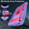 thumbnail image 5 of Allytechgroup Rugged Case for Apple iPad 9th 8th 7th Generation 10.2 inch 2021/2020/2019, Heavy Duty Protective Tablet Case with Kickstand, Pencil Holder & Detachable Shoulder Strap, Purple+Rose, 5 of 8