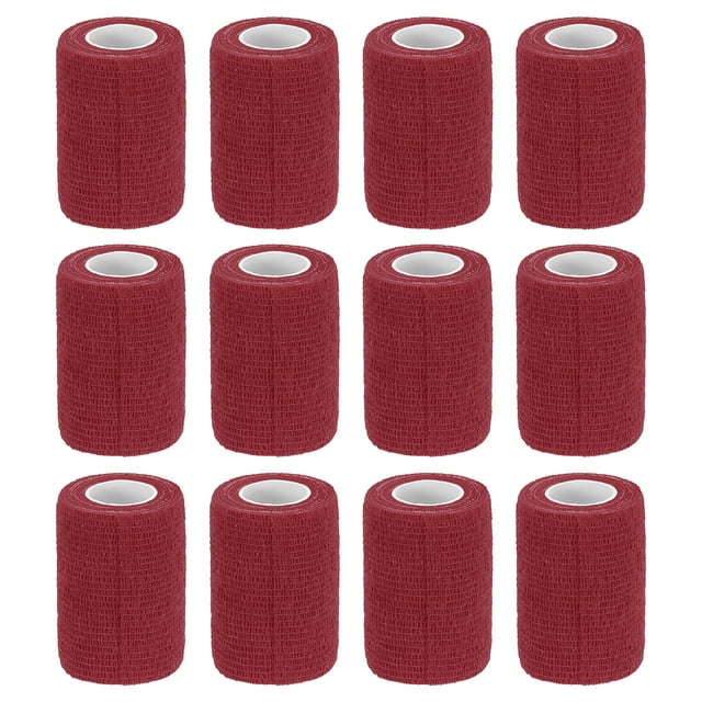 12 Rouleaux de Ruban Élastique Adhésif, Bandage Élastique, 3 Pouces x 5 Yards, Ruban Extensible pour Poignet et Genou, Rouge Daté
