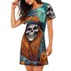 thumbnail image 2 of Easygdp Cartoon Pumpkin Skull Camisón de manga corta para mujer, informal, estampado, 2 of 6