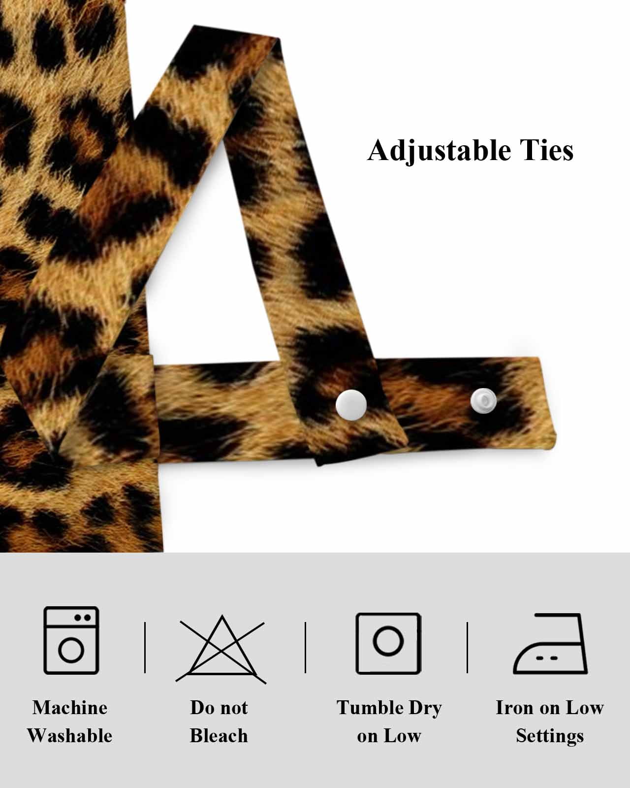 Retro Leopard Tie Up Valances Curtain, Adjustable Kitchen Abstract Classic Texture Decoration Valances for Windows Decor, Rod Pocket Short Curtains Set for Bedroom/Bathroom, 54"x18"