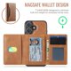 thumbnail image 3 of Case For IPhone 16 Funda Protectora RFID de 6,1" con Ranuras para 7 Tarjetas Magsafe, Soporte 2 en 1, Funda Protectora de Cuero Desmontable a Prueba de Golpes, Marrón, For IPhone 16, 3 of 7