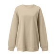 thumbnail image 4 of PEASKJP Chandails en Molleton Décontractés Oversize à Manches Longues Col Rond pour Femmes, Khaki, 4 of 5