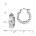 thumbnail image 2 of Real 14kt White Gold Polished; Satin & Diamond Cut In/Out Hoop Earrings; for Adults and Teens; for Women and Men, 2 of 2
