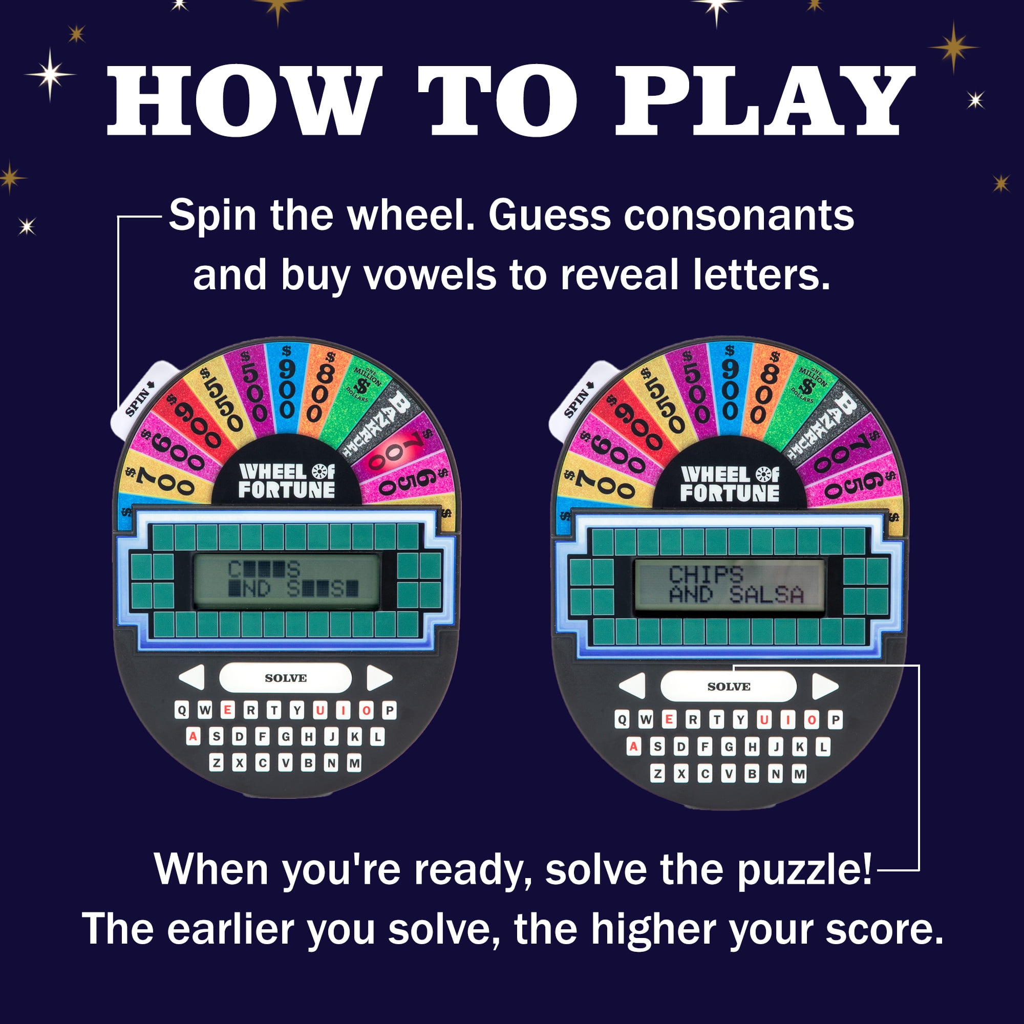 Educational Insights Wheel of Fortune  Electronic Handheld Game, Portable Memory Game Ages 8+
