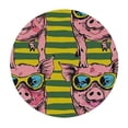 thumbnail image 4 of HAOXIT Cute Pink Little Pig Round Tablecloth Yellow Stripe Waterproof Table Cloth Polyester Tablecloth Table Cover for Kitchen Outdoor Party Picnic 46-50, 4 of 8