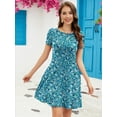 thumbnail image 5 of Chiclily Women's Summer Dresses Casual T Shirt Dresses Monet Garden 2XL Short Sleeve Flowy Beach Sundress with Pockets, 5 of 9