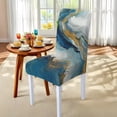thumbnail image 4 of TSOVTHRID Blue Gold Marble Texture Print 7 Pcs Table Cover and Seat Slipcover Rectangle Tablecloth and Dining Chair Covers with Elastic Edge Furniture Decor for Home Kitchen, 4 of 6