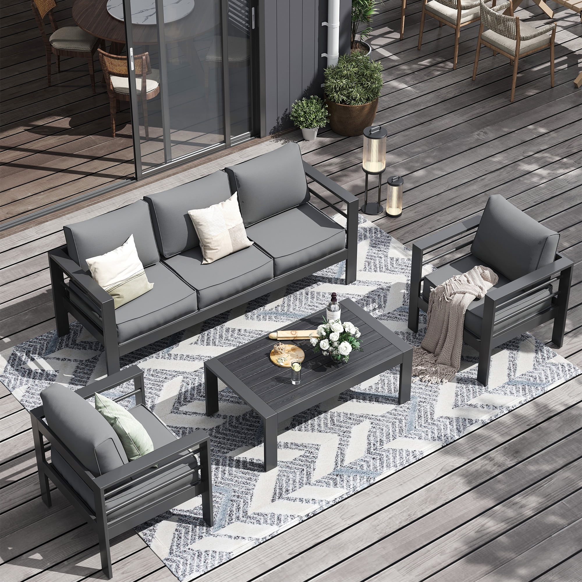 Dark grey wicker patio furniture sale